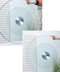 Person holding a Tempered Glass Lazy Susan Turntable For Dining Table Go To Rotating Serving Tray 39 Inch Centerpiece Transparent Glass Plate