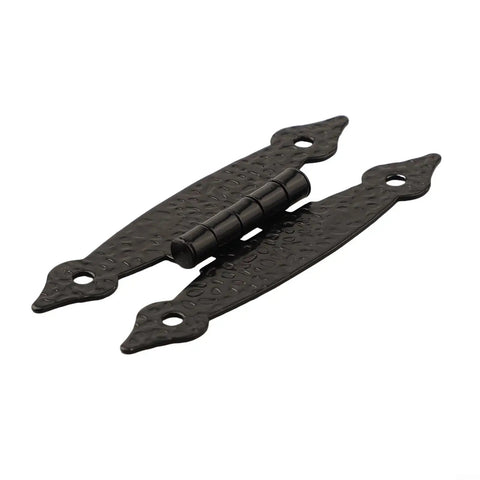 Antique H Hinge With Screws For Cabinet Doors, Retro Lace Cast Iron Hardware, black finish, visible detailing and texture
