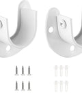 Heavy Duty Stainless Steel Closet Rod End Supports, White Wardrobe Bracket Hardware For One Inch Rods, set of two brackets with screws.