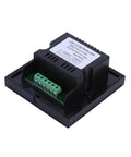 Back view of Wall Mounted Touch Panel Dimmer for 12V-24V Single Color LED Light Strips with glass touch panel and black finish.