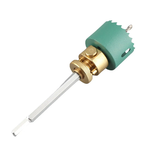 Top Tier Recessed Light Hole Saw Kit With Dust Bowl For Drywall Ceiling Drilling. green alloy steel hole saw with hex shank and dust bowl