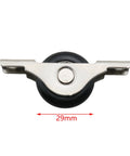 Front view of 2 Pack 29mm Black Screen Door Roller Wheel Nylon Pulley With Stainless Steel Housing