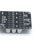 Premium 3S And 4S 12 Volt 5 Amp Active Battery Equalizer Balancer Module For Li Ion LiFePo4 Packs with black PCB and connectors.