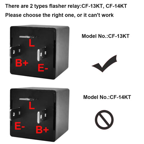 Two Pack 12V 3 Pin LED Flasher Relay CF-13KT For Motorcycle Turn Signals 0.1W To 150W Adjustable Hyper Flash Fix For LED And Bulbs