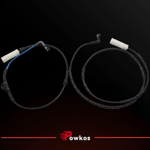 Powkos brake pad wear sensor kit for BMW; two black cables with white connectors.