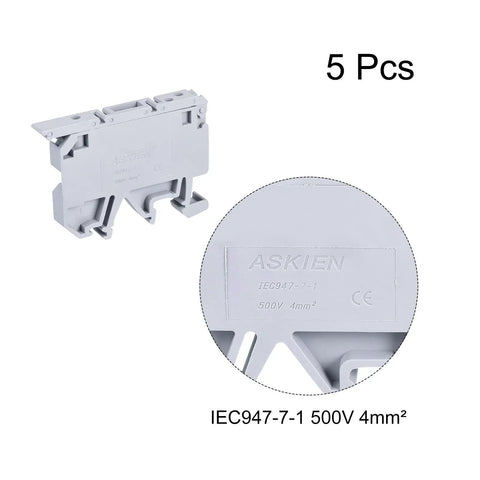 Easy Fit DIN Rail Mount Fuse Holder Terminal Blocks Grey Pack Of 5 ASK1 EN LD 220V For Distribution Panels close-up view