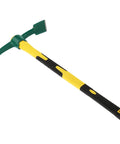 Heavy Duty 24 Inch Pick Mattock Hoe with forged steel head and fiberglass handle for loosening soil, weeding, prospecting in gardens.