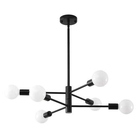 Black Sputnik Ceiling Light 6 Light Chandelier With Adjustable Height For Dining Room Kitchen Island Modern Industrial Mid Century Lighting Fixture Farmhouse Style That Feels Lit