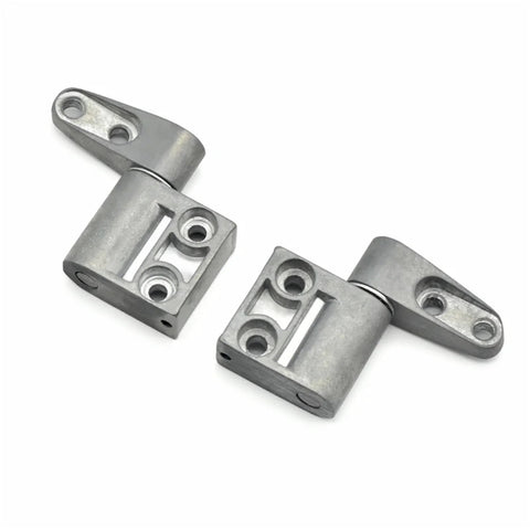 Front view of two gray metal Stop-at-Will constant torque hinges, ST-7/10/12A, with mounting holes