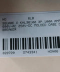 Label of Pro Grade Heavy Duty Molded Case Circuit Breaker 3 Pole 100 Amp 600 Volt AC And 250 Volt DC with specifications.