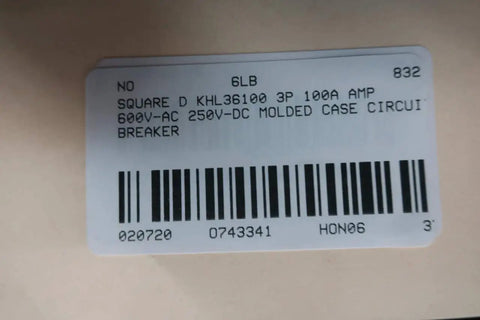 Label of Pro Grade Heavy Duty Molded Case Circuit Breaker 3 Pole 100 Amp 600 Volt AC And 250 Volt DC with specifications.