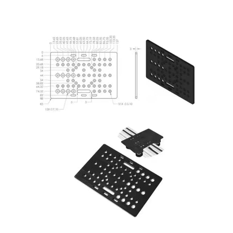 Groove Frame Connection Plate Kit For 3D Printers 20 To 80mm Wide Frames With Six Wheels Black Aluminum Solid POM Plate, black mounting plate