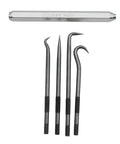 H4W 4 Piece Hook And Pick Set With Handle In A Compact Case, Includes Straight A Tip, 90 Degree B Tip For O Rings, D Combination Tip