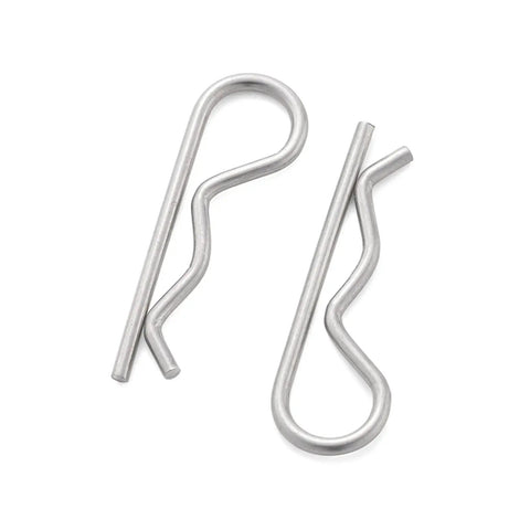 Multi Size Cotter Pins Spring Fastener Kit M1 To M7 16-150mm Stainless Steel Zinc Plated Rust Resistant Beefy Heavy Duty Assortment For Auto Shop Garage Trucks Mechanic Projects, close-up of two silver spring pins
