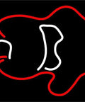 3 LED Red Neon Sign With Dimmer, 20 Inch Tall By 37 Inch Wide Black Square Cut Acrylic Backing in fish outline design