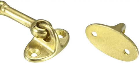 WUUWCHODC Hook and Eye Gate Lock Cabin Door Catch Casement Window Brass close-up showing hook and eye latch, solid brass material.