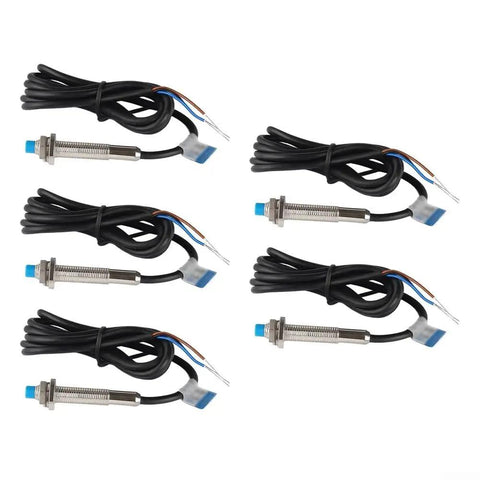 5 Pack M8 Inductive Proximity Sensor LJ8A3-2-Z BX Non Contact 2mm Sensing Distance With 1.2m Wire For Industrial Automation Systems And Robotics Great For Bulk Deployments In Workshops And On The Shop Floor., five M8 brass inductive sensors with 1.2m wire