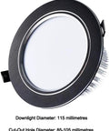 WKNHHL Recessed Lighting Housing Trim Kits Rendering Black Led Downlight with 115mm diameter for indoor use.