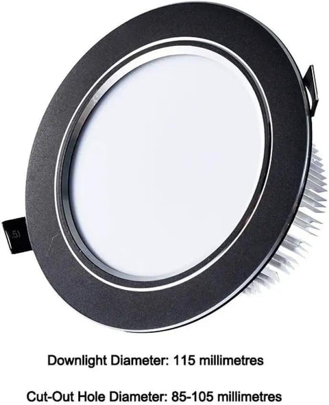 WKNHHL Recessed Lighting Housing Trim Kits Rendering Black Led Downlight with 115mm diameter for indoor use.