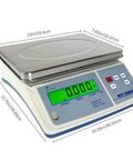 66 Lb Inventory Counting Scale With Lab Grade Accuracy 0.002 Lb LCD Display Built Tough For Real World Labs Warehouses And Small Businesses Fast Reliable And Easy To Use For Precision Counting front view with dimensions