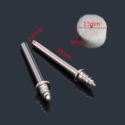 Cool 100 Piece Wool Felt Polishing Buffing Pads With 13mm Shank Plus Extra Grip For Grinding Wheels Step Drill Bits And Jewelry Refining Jobs - close-up of 13mm wool pad with metal shank size details.