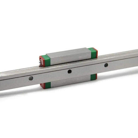 Close-up of 600mm MGN15 Linear Rail Guide with MGN15H carriage block for large 3D printers and CNC machines, featuring smooth motion handling.