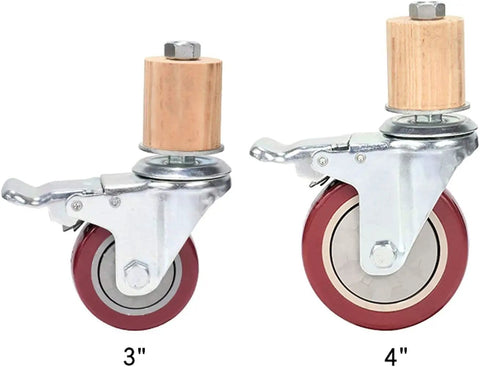 Built Tough Pro Grade Heavy Duty Polyurethane Swivel Caster Wheels With Threaded Stem For Smooth Trolley And Console Workbench Moving Rolling Quietly On Hard Flooring Today, 3" and 4" sizes.