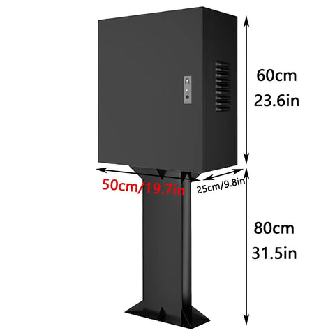 Tough As Nails EV Charger Cover Protector for Electric Vehicle Charging Station Box in black with dimensions shown.