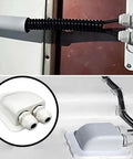ABS Solar Double Cable Entry Gland Grommet Kit for all cable types from 2mm to 6mm installed on a wall, showing dual cable entry