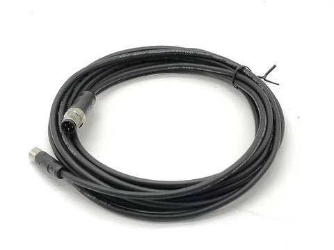 Coiled Dual End M12 to M8 Connector Cable, 4 Pin A Code Male to A Code Female, AWG22, Straight Molding PVC Waterproof Cable for Industrial Sensors and Automation, Aviation Grade Seal, Cable Assembly