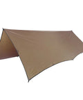 Bulwark Camping Tarp Rain Fly 12.8 Ft By 9.5 Ft Tough As Nails Ultra Waterproof 210T Polyester Shelter set up as a canopy