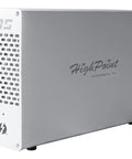 Straight Fire Four M2 Nvme Raid Enclosure With Thunderbolt 3 hella fast storage for pros, silver aluminum chassis with vented design.