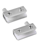 Heavy Duty Stainless Steel Glass Door Hinge With Adjustable Clamp Pivot For Shower Cabinet And Display Case Hardware shown from an angle highlighting the brushed finish.