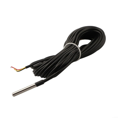 Rugged Stainless Steel Temperature Probe Sensor With 10 Meter Waterproof Cable For Remote Monitoring Gear In Large Industrial Spaces Refrigeration Units Telecom Rooms And Enclosures, coiled cable