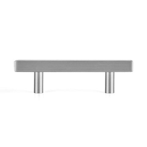 Front view of 30 Pack Brushed Nickel Square Cabinet Pulls 5 Inch Overall Length With 3 Inch Center Mount Half Inch Width