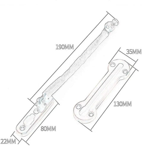 Heavy Duty Door Security Chain Built Like A Tank With Rock Solid 304 Stainless Steel For Foolproof Home Protection And Smart Two Inch Ventilation Gap Hella Sturdy Construction dimensions showing length and width
