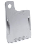 HASkulle chrome motorcycle tag plate with mounting hole, back view