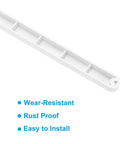 Premium Nine Inch Plastic Drawer Slides, Four Pack Side Mounted Guide Rails With Screws, Built Tough White cabinet hardware, close-up view.