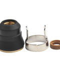 13 Piece Plasma Cutting Consumables Kit For Harbor Freight Titanium 45A Plasma Cutter Includes Nozzles And Electrodes 0.9mm Electrode 56576 Tip 56255 56811 Replacement Set parts image showing nozzle, electrode, and tip.