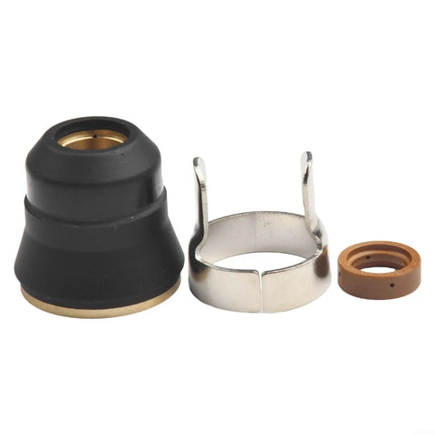 13 Piece Plasma Cutting Consumables Kit For Harbor Freight Titanium 45A Plasma Cutter Includes Nozzles And Electrodes 0.9mm Electrode 56576 Tip 56255 56811 Replacement Set parts image showing nozzle, electrode, and tip.