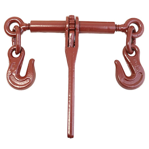 Heavy Duty Ratchet Chain Load Binder Two Pack Built Tough With Forged Grab Hooks On Both Ends Fits One Quarter To Five Sixteenths Inch Chain 2600 Lbs Working Load Limit Tie Down Gear red finish