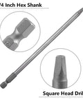 Nine Piece Square Head Screwdriver Bits Set With Quarter Inch Hex Shank Magnetic S2 Steel for pocket hole jig and drill