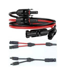 6 Ft 10AWG Solar Extension Cable Kit With Male And Female Connectors, Includes 2 Solar Y Branch Adapter Connectors, cables and connectors