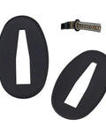 2 Pcs Black Oval Brass Sword Seppa Spacers For Japanese Samurai Swords Replacement 1.7 Inch By 1 Inch Washers close-up.