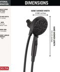 Dimensions of 6 Spray SureDock Magnetic Shower Head With Handheld, Matte Black Finish; 4.88 in width, 10.13 in length.