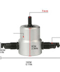Double Head Sheet Nibbler Saw Cutter Drill Attachment for Metal Cutting, showing dimensions, 360-degree rotating tool with two heads