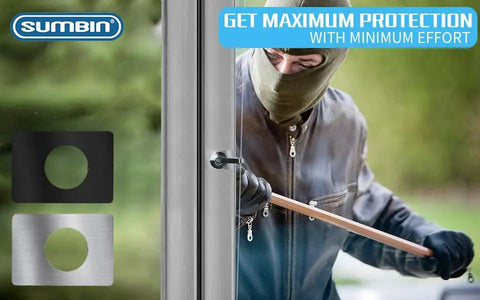 Door Reinforcement Plate Kit 4 Pcs Stainless Steel SS304 Backplate For Knob And Deadbolt Repair Reinforce And Secure Damaged Doors With Adhesive Tape
