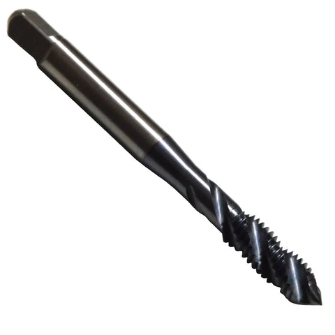 Premium Grade 3-48 UNC TiCN Coated HSS Spiral Flute Taps Pair Alloy Steel Threading Tools angled view showing sharp threads.