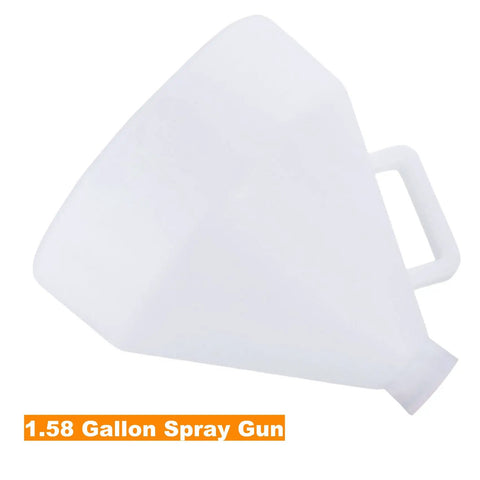 Pro Grade Air Texture Spray Gun With 1.58 Gallon Tank And Easy Swap 4 6 8 Millimeter Tips For No Sweat Stucco Mud Popcorn Ceiling And Orange Peel Knockdown On Any Wall Job, clear tank with handle.