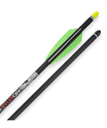 Pro Elite 400 Grain 20 Inch Carbon Crossbow Arrows Alpha Brite Nock 3 Pack showing green fletching and groove